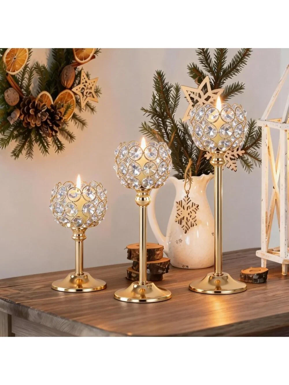 Elegant Gold Crystal Candle Holders - 4 Tall Bling Candelabra Sets for Weddings